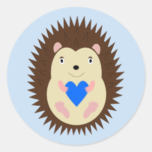 Baby Boy Blue Hart Egel Ronde Sticker
