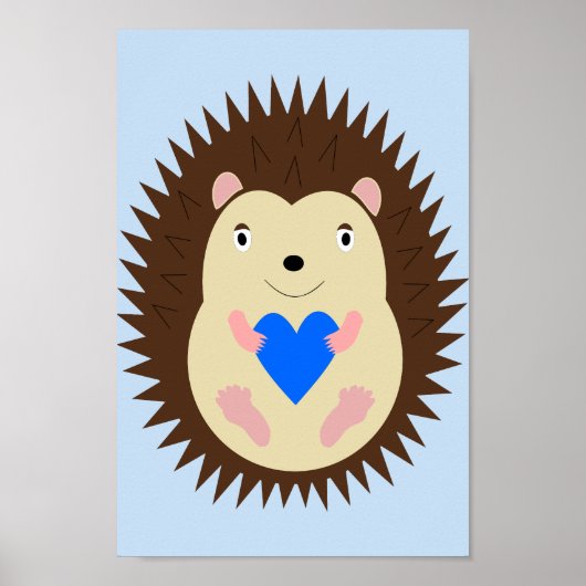 Baby Boy Blue Hart Egelnursery Poster (Voorkant)