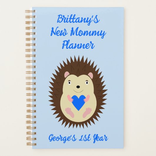 Baby Boy Blue Heart Egel Op Maat Planner (Voorkant)