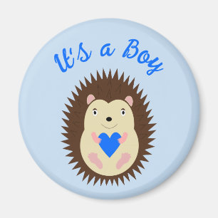Baby Boy Blue Heart Egeltje Op Maat Magneet