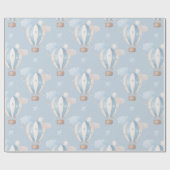 Baby Boy Blue Hot Air-ballonnen Cadeaupapier (Vlak)