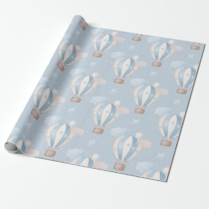 Baby Boy Blue Hot Air-ballonnen Cadeaupapier