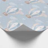 Baby Boy Blue Hot Air-ballonnen Cadeaupapier (Hoek)