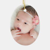 Baby Boy Blue Jumpsuit, aangepaste naam en foto Keramisch Ornament (Achterkant)