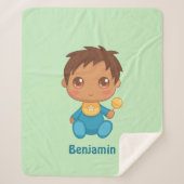 Baby Boy Blue jumpsuit aangepaste naam groen Sherpa Deken (Voorkant)