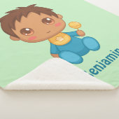 Baby Boy Blue jumpsuit aangepaste naam groen Sherpa Deken (3/4)