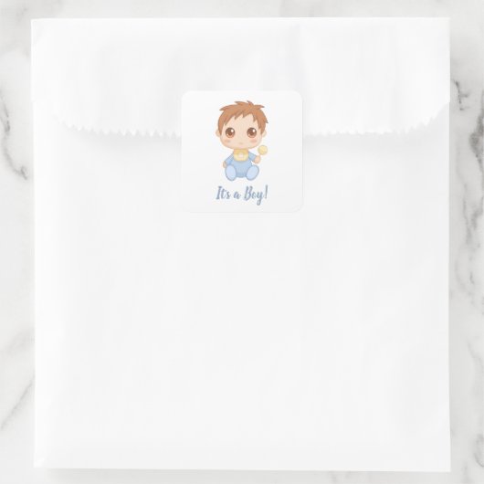 Baby Boy Blue Jumpsuit aangepaste tekst Vierkante Sticker (Tas)