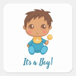 Baby Boy Blue Jumpsuit aangepaste tekst Vierkante Sticker