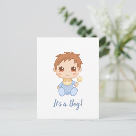 Baby Boy Blue Jumpsuit Briefkaart (Staand voorkant)