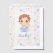 Baby Boy Blue Jumpsuit Insert Vellum Uitnodigingen (Offset)