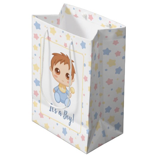 Baby Boy Blue Jumpsuit Medium Cadeauzakje (Voorkant Gekanteld)