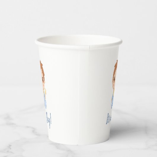 Baby Boy Blue Jumpsuit Papieren Bekers (Rechts)