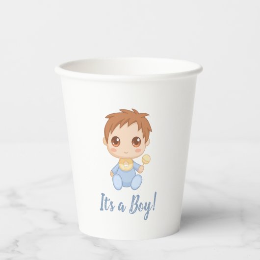 Baby Boy Blue Jumpsuit Papieren Bekers (Voorkant)