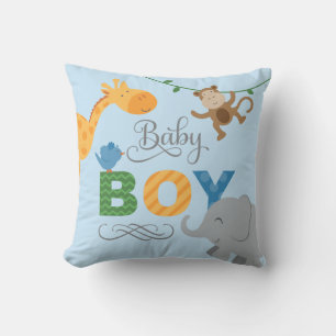 Baby Boy Blue Jungle Dieren Slaapkamer Kussen