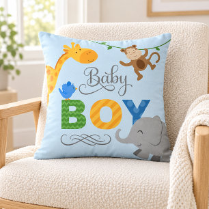 Baby Boy Blue Jungle Dieren Slaapkamer Kussen