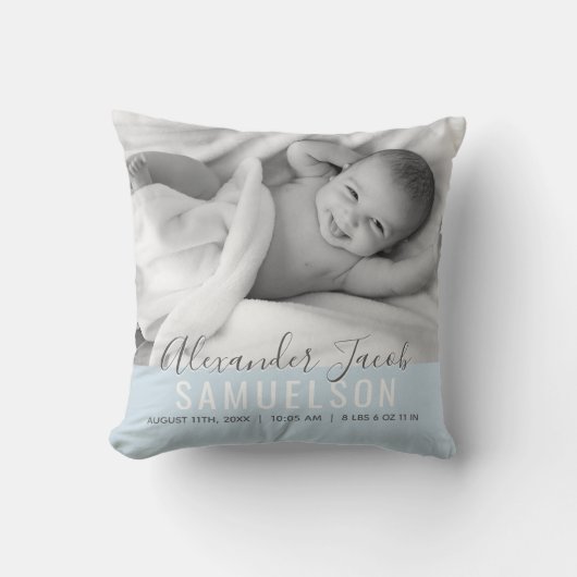 BABY Boy Blue Keepomwille Name Birth Date PHOTO Kussen (Voorkant)