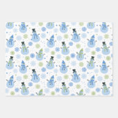 Baby Boy Blue Kerstmis Snowmen en Snowflakes Inpakpapier Vel (Voorkant)