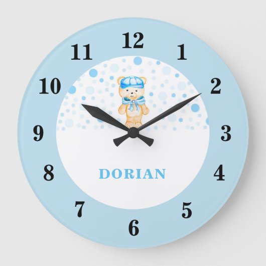 Baby Boy Blue kinderkamer klok (Voorkant)