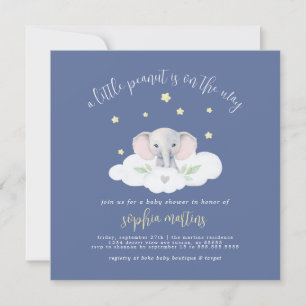 Baby Boy Blue Little Peanut Baby Shower Uitnodigin