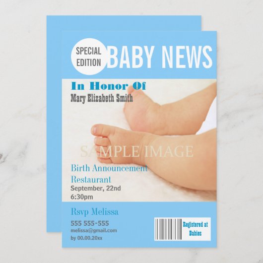 Baby boy blue magazine PERSONALIZE Aankondiging (Voorkant / Achterkant)