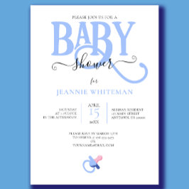 Baby Boy Blue met Fopspeen Baby Shower Kaart