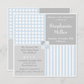 Baby Boy Blue Modern Baby shower Invitation Kaart (Voorkant / Achterkant)