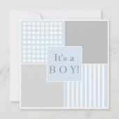 Baby Boy Blue Modern Baby shower Invitation Kaart (Achterkant)