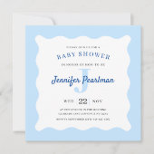 Baby Boy Blue Monogram Shower Uitnodiging (Voorkant)