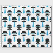 Baby Boy Blue Mustache Lil Little Man Cute Cadeaupapier (Vlak)