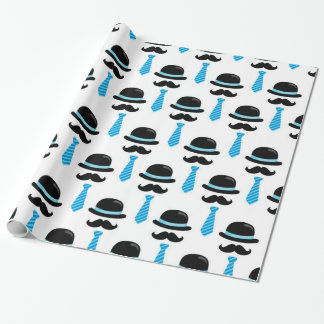 Baby Boy Blue Mustache Lil Little Man Cute Cadeaupapier