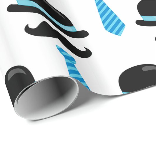 Baby Boy Blue Mustache Lil Little Man Cute Cadeaupapier (Rol Hoek)