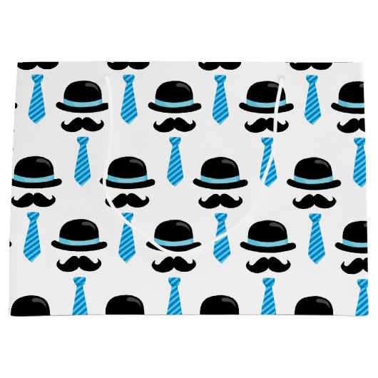 Baby Boy Blue Mustache Lil Little Man Cute Groot Cadeauzakje (Voorkant)