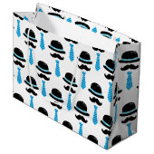 Baby Boy Blue Mustache Lil Little Man Cute Groot Cadeauzakje (Voorkant Gekanteld)