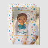 Baby Boy Blue Overall Darke Inzetstuk Vellum Uitnodigingen (Offset (Koppel))