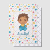 Baby Boy Blue Overall Darke Inzetstuk Vellum Uitnodigingen (Offset (Uitnodiging))