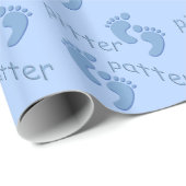 Baby Boy Blue Pitter Patter Little Feet Wrap Cadeaupapier (Rol Hoek)