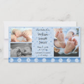 Baby Boy Blue Polka Dot Fotokaart Aankondiging (Voorkant)