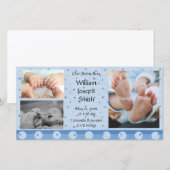Baby Boy Blue Polka Dot Fotokaart Aankondiging (Voorkant / Achterkant)