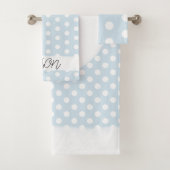 Baby Boy Blue Polka Dot Pattern Monogram Naam Bad Handdoek (Insitu)