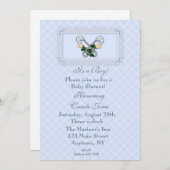 Baby Boy Blue Pset Shower Kaart (Voorkant / Achterkant)