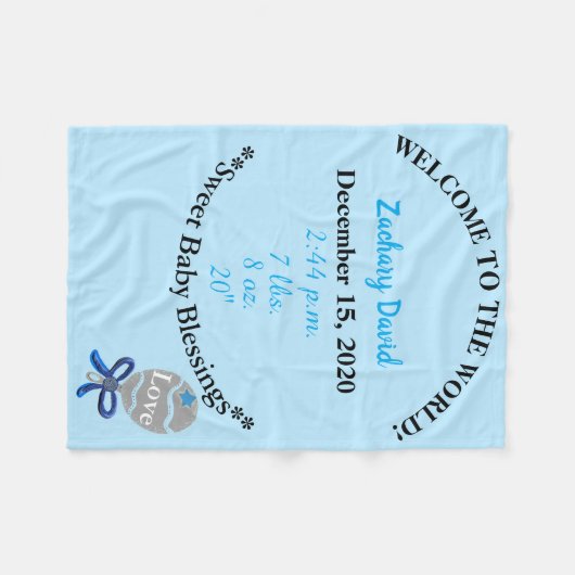 Baby Boy Blue Rattle Fleece Deken (Voorkant (Horizontaal))