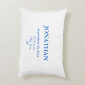 Baby Boy Blue Rattle Geboortestatistieken Accent Kussen (Achterkant (Verticaal))