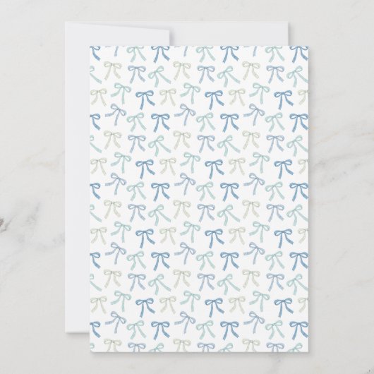 Baby Boy Blue Ribbon Bow Baby shower Uitnodiging (Achterkant)