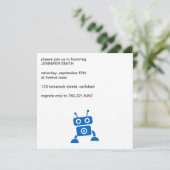 Baby Boy Blue Robot Uitnodiging (Staand voorkant)