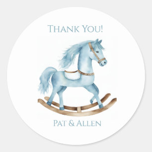 Baby Boy Blue Rocking Horse Stickers Schattige
