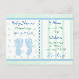 Baby Boy Blue Sage Groen Baby shower Uitnodiging