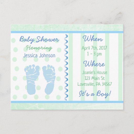 Baby Boy Blue Sage Groen Baby shower Uitnodiging (Voorkant)