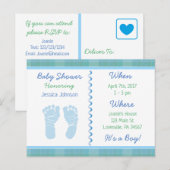 Baby Boy Blue Sage Groen Baby shower Uitnodiging (Voorkant / Achterkant)