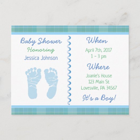 Baby Boy Blue Sage Groen Baby shower Uitnodiging (Voorkant)