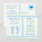 Baby Boy Blue Sage Groen Baby shower Uitnodiging Briefkaart (Voorkant / Achterkant)